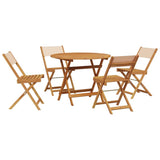 5 Piece Garden Dining Set Beige Fabric and Solid Wood 3281775