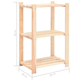 3-Tier Storage Racks 2 pcs 60x38x90 cm Solid Pinewood 150 kg 3051121