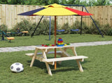 Picnic Table for 4 Kids with Umbrella Solid Wood Fir 3281613
