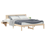 Bed Frame with Headboard Brown 160 x 200 cm Solid Pine Wood 873439