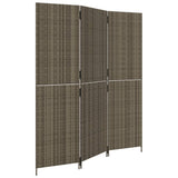Room Divider 3 Panels Grey Poly Rattan 365342