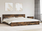 Bed Frame with Drawer Smoked Oak 200 x 200 cm Engineered Wood 3410858