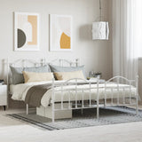 Metal Bed Frame without Mattress with Footboard White 160x200cm 353509