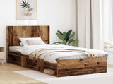 Bed Frame with Storage and Headboard Old Wood 100 x 200 cm 3413891