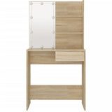 ZNTS Dressing Table with LED Sonoma Oak 74.5x40x141 cm Engineered Wood 808804