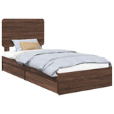 Storage Bed with Drawer Brown Oak 90 x 200 cm Engineered Wood 3412727