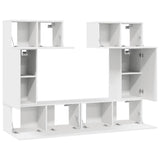 6 Piece TV Cabinet Set White Engineered Wood 3078698