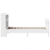 ZNTS Bed Frame without Mattress White 75x190 cm Small Single Solid Wood Pine 3323285