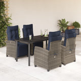 5 Piece Garden Dining Set with Cushions Grey Poly Rattan 3213054