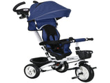 Metal Frame 6 in 1 Baby Push Tricycle with Parent Handle for 1-5 Years Old, Dark Blue T3398P348153