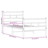 Metal Bed Frame without Mattress Smoked Oak 107x203 cm 4017067