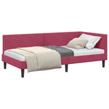 Corner Bed Frame with Headboard Wine Red 90 cm x 200 cm Velvet 42016230