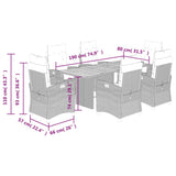 7 Piece Garden Dining Set with Cushions Grey Poly Rattan 3212719