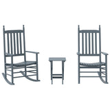Rocking Chairs 2pcs with Foldable Table Grey Solid Wood Poplar 3281593