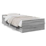 Bed Frame with Drawers without Mattress Grey Sonoma 90x190 cm Single 3280347
