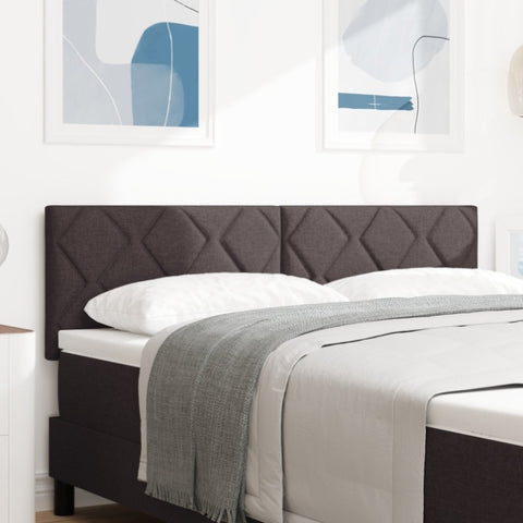 ZNTS LED Headboard Diamond Blocks Design Dark Brown 144 cm Fabric 3338216