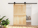 Sliding Door Natural and Black 90 x 210 cm Solid Pine Wood 3445155