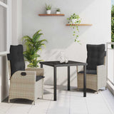 Garden Dining Set with Cushion 3 pcs Light Grey Poly Rattan 3380519