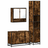 3 Piece Bathroom Furniture Set Smoked Oak Engineered Wood 3301102