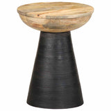 ZNTS Side Table Black Ø37x45 cm Solid Wood Mango 4017537