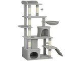 170 cm Large Cat Tree, Cat Tower with 7 Scratching Posts, 2 Condos, Hammock, Light Grey T3398P425281