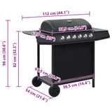 Gas BBQ Grill with 6 Cooking Zones Steel Black 44282