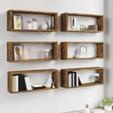 Wall Cube Shelves 6 pcs Smoked Oak 60x15x23 cm Engineered Wood 815926