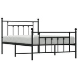 Metal Bed Frame without Mattress with Footboard Black 107x203cm 353551