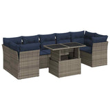 8 Piece Garden Sofa Set with Cushions Grey Poly Rattan Acacia 3326122