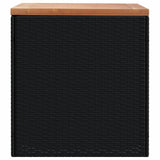 Garden Storage Box Black 110x50x54 cm Poly Rattan Acacia Wood 365955