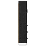 Highboard with Drawer 2 pcs Black Oak Engineered Wood and Glass 3416221