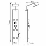 Shower Panel Unit Glass 18x45.5x130 cm Black 151418
