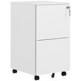 2-Drawer Vertical Filing Cabinet with Lock 5 Wheels, Steel Mobile File Cabinet, for A4, Legal T3398P344463