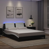 Bed Frame with LED without Mattress "Zadar" Black and White 160x200 cm 3214122