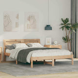 Bed Frame with Headboard Brown 135 x 190 cm Solid Pine Wood 872785
