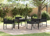 Garden Dining Set 5 pcs Black Poly Rattan 3380718