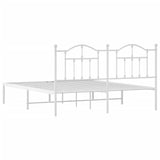 Metal Bed Frame without Mattress with Headboard White 160x200cm 353491