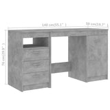 Desk Concrete Grey 140x50x76 cm Engineered Wood 3054784