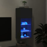 ZNTS TV Cabinet with LED Lights Black 40.5x30x90 cm 837045