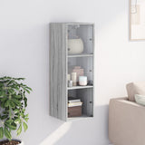 Wall Cabinet with Glass Doors Grey Sonoma 35x37x100 cm 836488