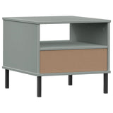 Bedside Table with Metal Legs Grey Solid Wood Pine OSLO 351031
