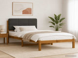 Bed Frame with Upholstered Headboard Natural and Dark Grey 904115