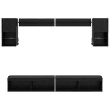 TV Wall Units with LED with LED 6 pcs Black Oak Engineered Wood 3402957