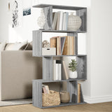 ZNTS Room Divider Bookcase 4-Tier Grey Sonoma 70x24x129 cm Engineered Wood 858107