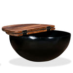 ZNTS Coffee Table Solid Reclaimed Wood Black Bowl Shape 245259