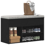 Shoe Bench with Shelf Black Oak 80 x 30 x 45 cm Engineered Wood 862703