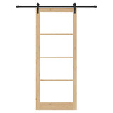 Sliding Door Natural 83 x 232 cm Solid Pine Wood and Glass 3332337