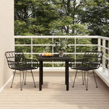 3 Piece Garden Dining Set Black Poly Rattan 3157866