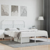 Bed Frame White Steel 140x190cm Bed Frame Rectangular 352627