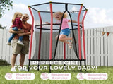 Kids Trampoline Mini Bouncer with Enclosure Safety Net For Ages 3-10 Years - Red T3398P348060